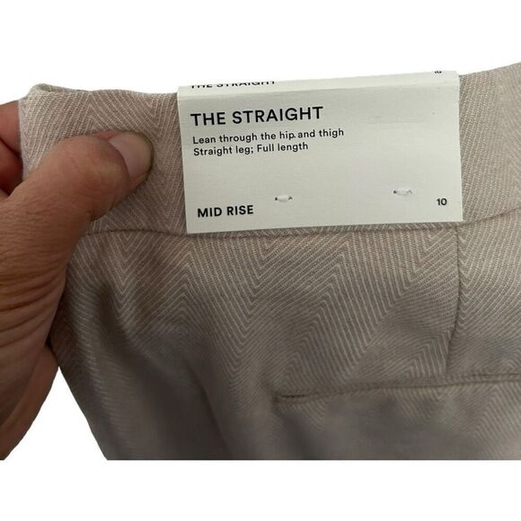 Ann Taylor The STRAIGHT Cream Linen Blend Business Pants Size 10 officewear NWT - Picture 8 of 15